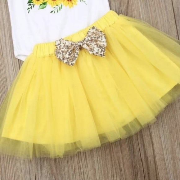 Sunflower Girl Dress Tutu Skirt Easter Spring Outfit Clothes First Birthday - Picture 5 of 5